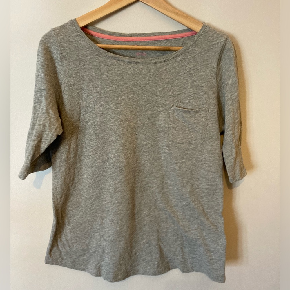 Boden Lightweight Cotton Heather Grey Tee, Size US 10